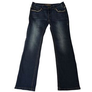 Rock&Roll Cowgirl Women's 30 X 28 Dk Blue Fading Bootcut Low Rise  Denim Jeans